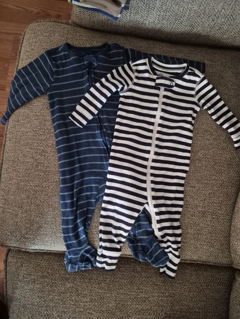 Carter's Navy and Light Blue Striped Footed One-Piece